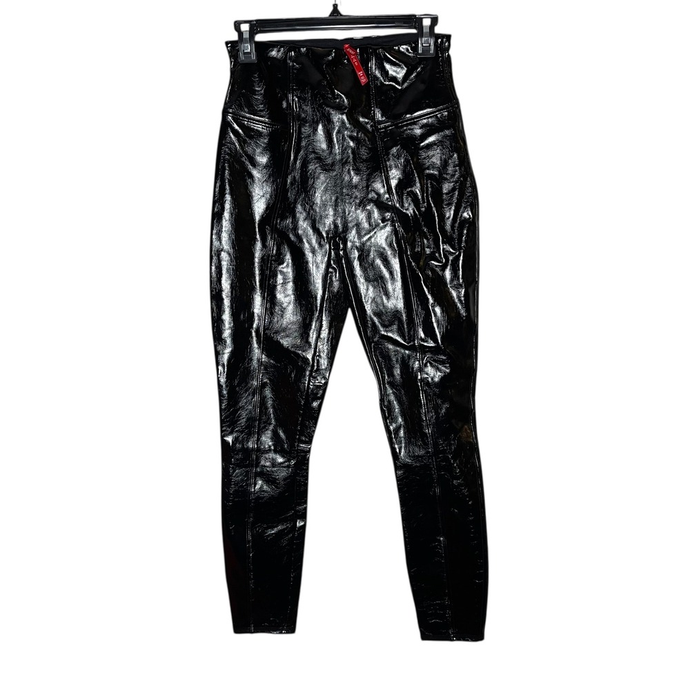 SPANX Faux Leather High Waisted Leggings Pants Shiny Black Size M